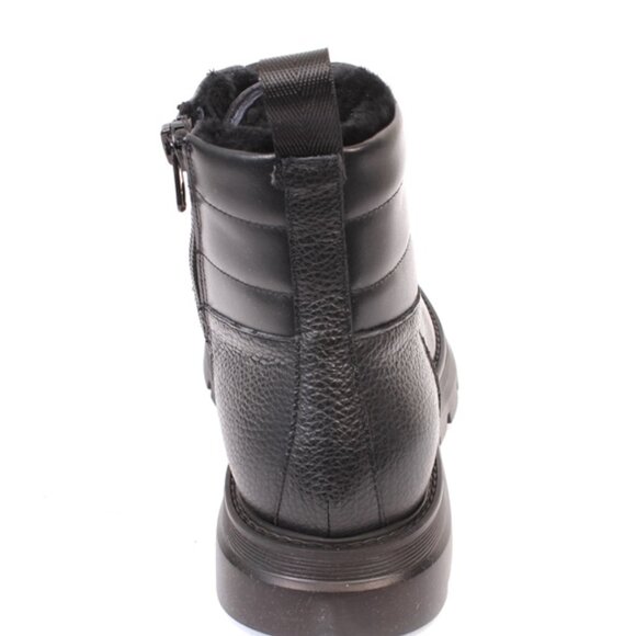 Giovanni Conti 7271 Black Leather Sheepskin Fur Lace Zip Ankle Boots - Picture 5 of 9